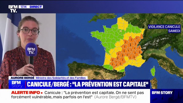Canicule: Notre responsabilité est de mettre en place les bons gestes, qui peuvent paraître anodins, mais qui sont absolument déterminants , affirme Aurore Bergé (ministre des Solidarités et des Familles)