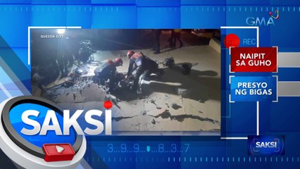 Pagbagsak ng bahagi ng pader na dine-demolish sa compound ng Quezon City Hall, iniimbestigahan na | Saksi