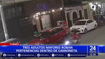 Tumbes: ancianos son grabados robando pertenencias dentro de vehículo
