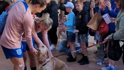 Lionesses greeted by excited dogs at last training session before World Cup final