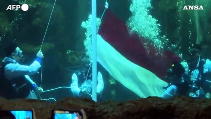 Alzabandiera sott'acqua celebra 78esimo anniversario indipendenza indonesiana