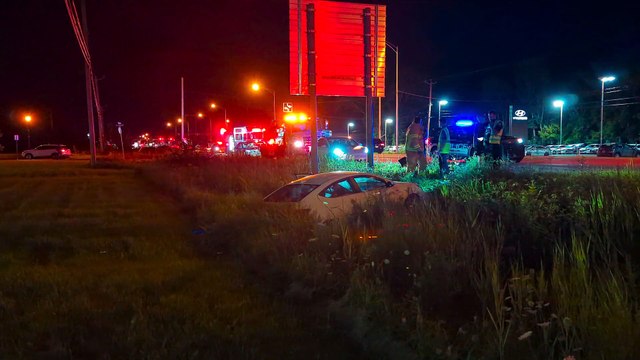 Accident route 132 à Sainte-Catherine le 18 août 2023 (Vidéo : Le Reflet - Erick Rivest)