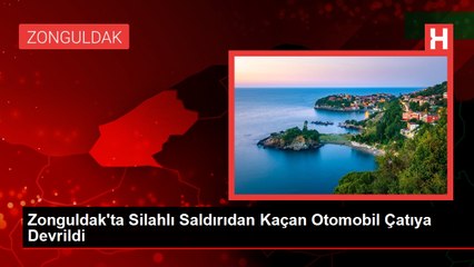 SİLAHLI SALDIRIDAN KAÇARKEN OTOMOBİLİYLE EVİN ÇATISINA DEVRİLDİ