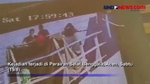 Aksi Nekat Penumpang Kapal Ferry Lompat ke Laut Selat Benggala Aceh Terekam CCTV