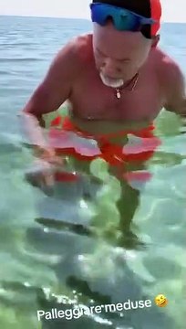 Vasco Rossi in Puglia accarezza una medusa sfatando il mito della pericolosità immediata