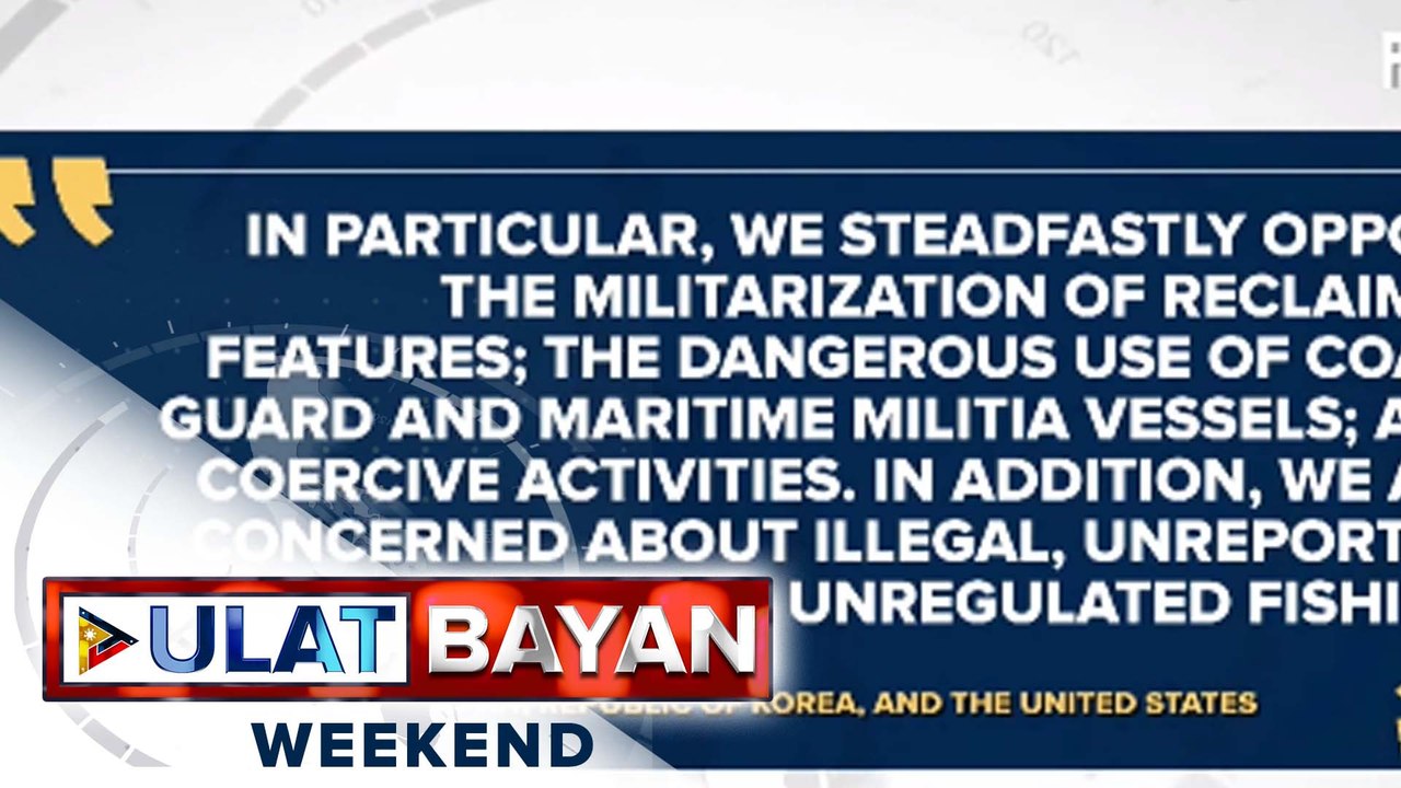 U.S., Japan at South Korea, kinondena ang agresibong aksyon ng China sa WPS
