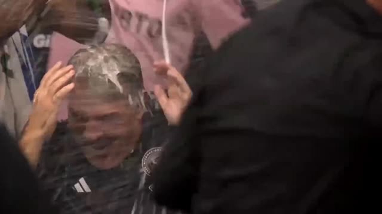 Miami coach Martino showered in champagne after Messi breaks record