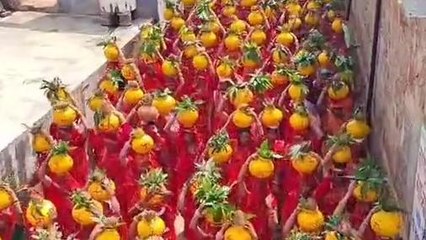 भरतपुर: 1100 महिलाओं ने निकाली कलश यात्रा, भक्ति में डूबा पूरा का पूरा गांव, देखें