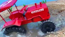 Mahindra Novo 755 di Tractor stuck in Water Mud Pulling out by John Deere, JCB Backhoe Loader, 4 WD