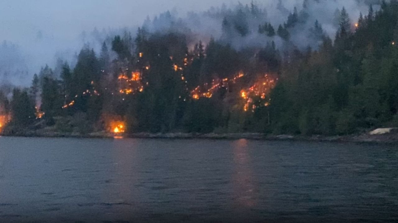 Devastating Adams Lake East Fire Reaches Shoreline and encompasses the greener all around