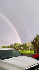 Lightning Storm Over A Double Rainbow