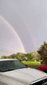 Lightning Storm Over A Double Rainbow