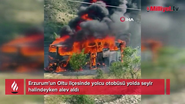 Seyir sırasında otobüs alev aldı! Şoför yolcuları tahliye etti
