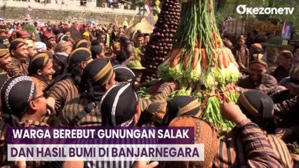 Jaga Tradisi, Warga Berebut Gunungan Salak dan Hasil Bumi di Banjarnegara