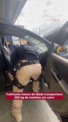 Traficante menor de idade transportava 300 kg de maconha em carro 