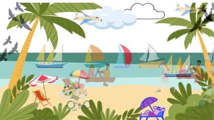 Video animasi - pantai - perahu - boat