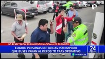 Detienen a cuatro personas por impedir que buses vayan al depósito durante operativo de la ATU