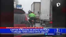 Captan a policías infringiendo normas de tránsito: manejaban moto sin placa