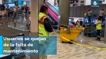 Lluvias inundan el AICM y provocan que se caigan plafones en la Terminal 1