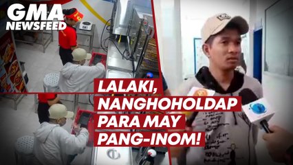 Lalaki, nanghoholdap para may pang-inom! | GMA News Feed