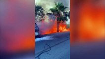 Muğla’da araç yangını az daha ormanı yakıyordu