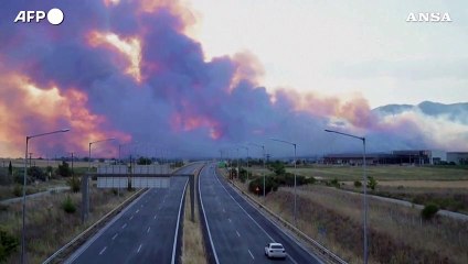 Скачать видео: Incendi in Grecia, il fumo dei roghi oscura il cielo