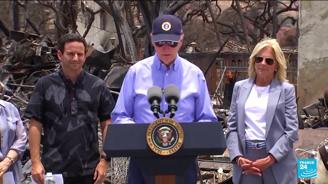 Biden visits Hawaii to view fire damage, meet survivors
