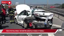 TEM Otoyolu'nda 100 metre arayla 2 kaza