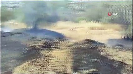 Edremit'te çıkan yangın rüzgarın etkisiyle büyüdü