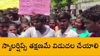 హన్మకొండ: స్కాలర్షిప్ విడుదల చేయాలంటూ విద్యార్థుల ఆందోళన
