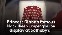 Le célèbre pull-over de laine rouge avec des moutons blancs et un noir, porté par Diana Spencer en 1981 peu après ses fiançailles avec le prince Charles, va être mis en vente fin août - Regardez