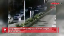 Yozgat'ta kırmızı ışıkta bekleyen 8 araca kamyon çarptı