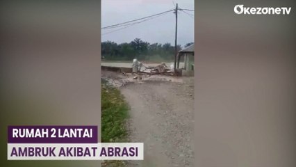 Viral! Rumah 2 Lantai di Sumatera Utara Ambruk akibat Abrasi