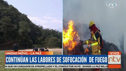 Arduas labores de sofocación de fuego en La Paz