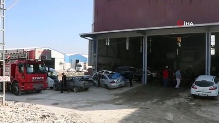 Hatay'da kaportacıda çıkan yangın diğer iş yerlerine sıçramadan söndürüldü