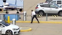 United Airlines pilot attacks airport car park gate with an axe