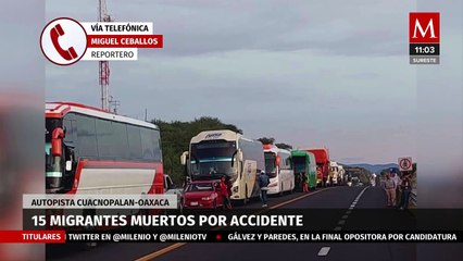 Download Video: Mueren 15 migrantes en autobús tras chocar con tráiler en la Tehuacán-Oaxaca