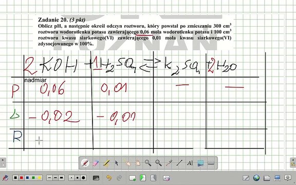 ZADANIE 20 OKE 2008 POZNAŃ OBLICZANIE pH REAKCJA ZOBOJĘTNIANIA. #chemia #chemistry