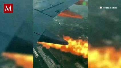 Joven comparte el momento en que el motor de un avión se incendia mientras se encontraba en el aire