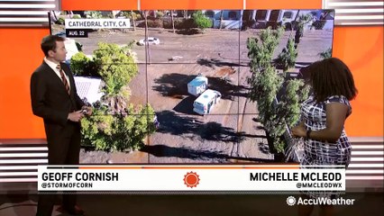 Crews clearing mud left by Tropical Storm Hilary have to race against desert heat