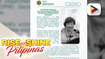 Dedikasyon ni DMW Sec. Susan Ople, pinuri ng DOH