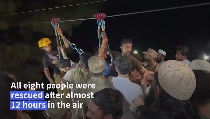 Eight people rescued from cable car over Pakistan valley