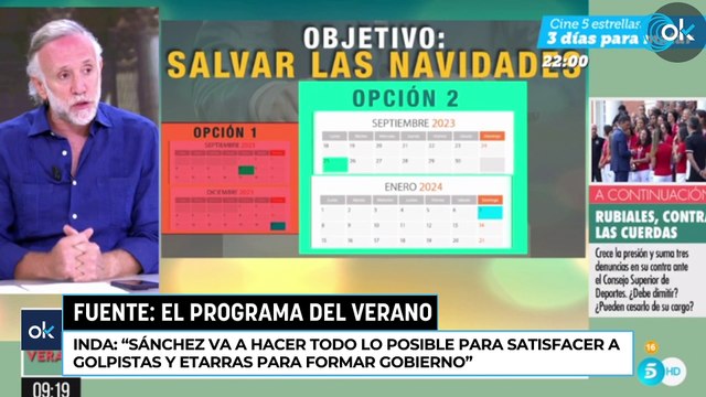 Inda: Sánchez va a hacer todo lo posible para satisfacer a golpistas y etarras para formar gobierno