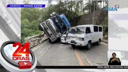 3 sasakyan, naipit ng tumagilid na 10-wheeler | 24 Oras