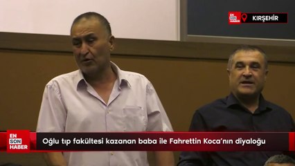 Oğlu tıp fakültesi kazanan depremzede baba ile Fahrettin Koca'nın diyaloğu