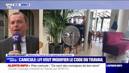 Canicule et travail: "Les propositions portées par La France Insoumise sont souvent de fausses bonnes idées", réagit Olivier Dussopt