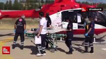 Ambulans helikopter, Lice’de kalp krizi geçiren 93 yaşındaki hasta için havalandı