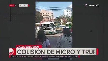 Un micro y un trufi colisionan en el primer anillo y provocan caos vehicular