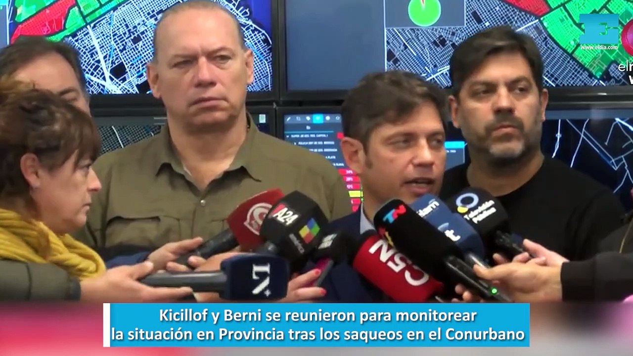 Kicillof y Berni se reunieron para monitorear la situación en Provincia tras los saqueos en el Conurbano