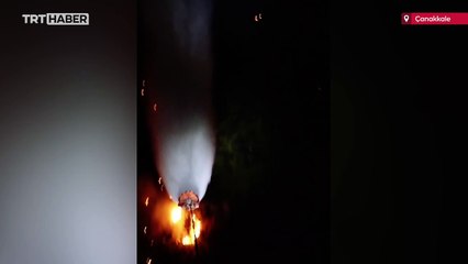 Gece görüşlü helikopterlerle orman yangınına müdahale sürüyor